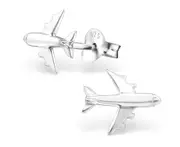 Children's Silver Airplane Stud Earrings