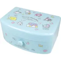 在飛比找momo購物網優惠-【小禮堂】Sanrio大集合 方形塑膠附鏡抽屜盒 - 藍睡衣