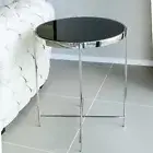 Dilva Stainless Steel Side Table with Black Tempered Glass Top (Pick Up Price)