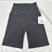 NWT $70 Beyond Yoga [ Small ] Spacedye High Waisted 7" Biker Short Charcoal 5694