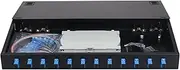Xunsomt-12 Singlemode 12 Port SC-UPC Rack Mount Enclosure Box & Splice Trays Fiber Cables Spool Kit, 12 Core LGX Loaded Patch Panel Box fits for 19" Racks Cabinet(Include Pigtail & Couplers)