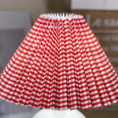 (Red Grid)E27 Lampshade Anti Dazzling Table Lamp Shade Fabric Bedroom Lampsha US