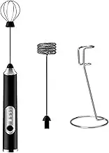 1200mah Rechargeable Electric Foam, Portable Foam, Beverage Mixer with stainl Steel Egg Beater, 3- Adjustable Foam Mixer, Used for Cake/Cappuccino/Coffee/Beverage Black C