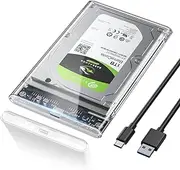 POSUGEAR 2.5'' External Hard Drive Enclosure, 6Gbps USB C 3.1 Gen 2 to SATA III Tool-Free Clear External Hard Drive Case for 7mm/9.5mm 2.5 inch SSD HDD with UASP Compatible with WD Toshiba Samsung PS4
