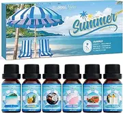 Purimaster Summer Essential Oils Set, Fragrance Oil Gift Set for Oil Diffusers, Scented Oils for Soap Candle Making 6x10ml - Sea Breeze, Pineapple, Watermelon, Coconut, Pink Beach, and Pina Colada
