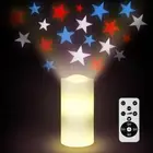 4th of July Flameless Candles Patriotic Candles Projector Lights Colorful LED...