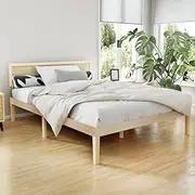 [Artiss] Double Bed Frame Platform Wooden Timber Frames Beds Base Bedroom Room Decor Home Furniture for Kids, Toddler and Adult, Modern Design with Stable Legs and Storage Space Pine