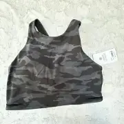 Athleta Women's Conscious Crop A-C Top Built-in Bra Camouflage Black XL New