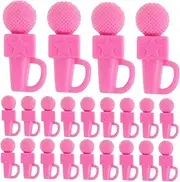 Abaodam 50pcs Simulated Karaoke Microphone Mini Microphone Dollhouse Musical Instruments Karaoke Machine with Lyrics Display Miniature Musical Instrument Fake Mic Pink Plastic