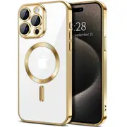 For Apple iPhone 16e MagSafe Magnetic Case with HaloLock Shockproof Protective Electroplating Clear Cover (Gold)
