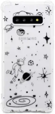 Case for Galaxy S10 Plus Reinforced Corners TPU Soft Bumper Space Cartoon