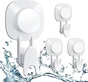 Luxear 4 Pack Suction Hooks Strong Vacuum Suction Cup Hooks Drill-Free Removable Plastic Hooks Strong Suction Hanger Holds Up to 5kg Kitchen Bathroom Suction Hook for Robes Towels Loofahs Coats
