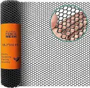 Chicken Plastic Wire Fencing Mesh - Heavy-Duty Plastic Chicken Black Wire Fence Mesh for Gardening, Barrier Netting, Poultry Dogs Rabbit Fencing (Black, 15.7IN x 10FT)