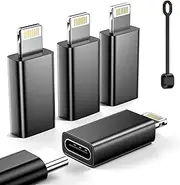 LERTOSEN [MFi Certified] USB C to Lightning Adapter,27W Fast Charging & Data Sync,Lightning to Type C Cable for iPhone 14/13/12/11/iPad/Airpods,Anti-Lost Holder,Not for Audio/Headphone/OTG,4 Pack