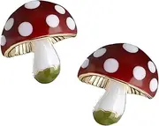 [Caiyao] Enamel Mushroom Stud Earrings Hypoallergenic Cute Small Cartoon Earrings Simple Delicate Easter Jewelry Gifts for Women Teen Girls Kids