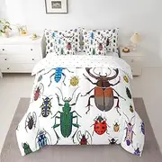 Feelyou Kids Bug Comforter Set Full Size 7 Pieces Flying Bugs Pattern Bed in a Bag for Boys Girls Colorful Beetle Bedding Set Animal Bed Set Includes Comforter, Sheet Set, Pillowcases & Pillow Covers