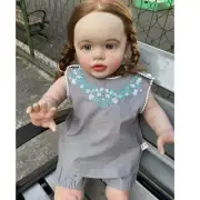 26" Finished Reborn Doll Toddler Girl Cloth Body Rooted Hair Handmade Gift