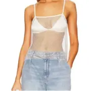 We Wore What Crystal Mesh Cami White Size XXS Disco Summery Clubwear Party