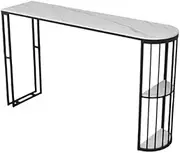 Light Luxury Rock Board Bar Table Simple High Top Kitchen Dining Counter Tables with Sturdy Metal Legs(X-Large)