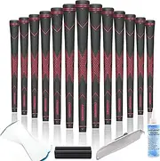 Champkey Classic Corssline Golf Grips Set of 13，4 Kind of Size Available(Women & Men Club Grip)，Soft Material，Super Stability，Anti-Slip