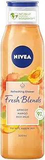 Nivea Fresh Blends Apricot (300ml), Apricot Scented Environmentally Friendly Shower Gel, Fruity Shower Gel for Women, Vegan Shower Gel with Mango and Rice Milk