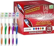 100 Bulk toothbrushes Individually wrapped Medium bristle full head Oral-care manual multi-pack toothbrush sets with hygienic antibacterial cap perfect for brushing kids teeth adults travel toiletries