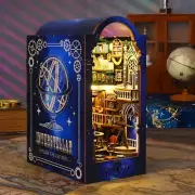 DIY Interstellar Exploration Book Nook Kit, Wooden Miniature Bookend Decor