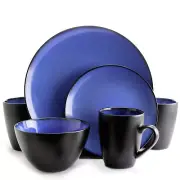 Gibson Elite Soho Lounge Round 16-Piece Dinnerware Set Blue