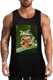[NQHJT] Men Tank Tops Peace Tree Frog Sleeveless T Shirts for Men's Fitness Quick Dry Gym Tank Top for Men
