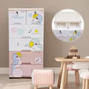 Modern Rolling Parrot Plastic Dresser Storage Cabinet 5 Layers & 6 Drawer w/Lock