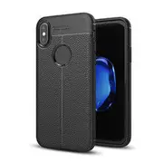 Bakeey?&bdquo;? Anti Fingerprint Soft TPU Litchi Leather Case Cover for iPhone X/7/8/7Plus/8Plus/6Plus/6sPlus IPHONE X BLACK