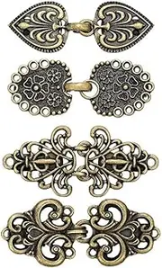 [TOYSS] Retro Cloak Sweater Clip Alloy Brooch Clip,Retro Sweater Clip,Vintage Sweater Shawl Clips Retro Cardigan Collar Clips,4Pcs Dress Shirt Brooch Clips Vintage Sweater Clip Cardigan Clip Shawl Clip,Gold