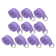 10Pcs 6 Feet Cotton Yoga Strap Belt Stretch Band with D-Ring Buckle Light Purple