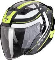 Scorpion Exo-230 Pul Jet Helmet, black-white-yellow, Size 2XL for Men Black White Yellow