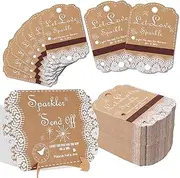 100PCS Sparkler Tags 1PCS Sign Lace Sparkle Tags for Weddings Send Off Wedding Exit Sign with Match Strips Striker - Sparkler and Match NOT Included,Kraft Paper