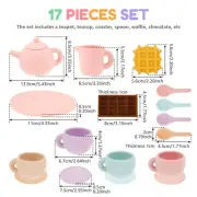 17 Pcs Silicone Tea Party Set Educational Toddler Tea Set Mini Kitchen Toy teAPs