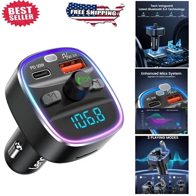 Upgrade Your Drive: Bluetooth FM Transmitter with 48W Fast Charge & Lights