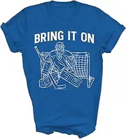 [MIRABOZZI] Bring It On Hockey Goalie Field Ice Hockey Player Fans Gift Unisex Shirt Women Men T-Shirt (Royal;2XL)