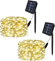 Solar String Lights,Solarmks 33ft Outdoor String Lights 100LED Seasonal Decorative Lighting for Home, Lawn, Garden, Wedding, Party and Holiday (Yellow)