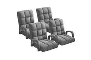 4X Foldable Lounge Cushion Adjustable Floor Lazy Recliner Chair with Armrest Grey