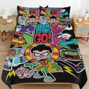 v6698 Bed Sheets Bedding Teen Titans Go Cartoon Bedding Sets Ultra Soft Skin-Friendly Duvet Cover 3 Piece, Cute Comforter Cover Bed Set for Boys Girl