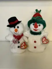 TY Beanie Baby - SNOWGIRL the Snowman & SNOWBALL the Snowman (8.5 inch)
