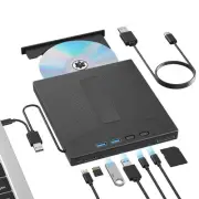 External Blu Ray Drive, 7 IN 1 Portable Blu Ray Burner USB 3.0 Type-C Blu Ray...