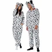 Dalmatian Fleece Jumpsuit Dog Animal Storybook Unisex Mens Womens Costume