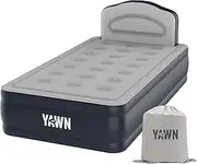 YAWN AIR Bed Deluxe - Self-Inflating Airbed with Custom Fitted Sheet Included - Great Guest Bed, Camping Mattress - Built-in Pump & Headboard - Available in UK Single, Double & King - Single Size