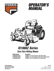 Ferris Zero-Turn Riding Mower IS1000Z Series - Owner’s Manual & Instructions