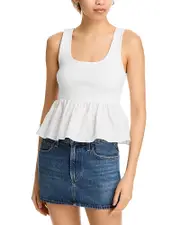 Aqua Peplum Poplin Tank - Exclusive