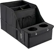 Car Seat Organizer, Large Capacity Car Backseat Organizer with Cup Holder, Collapsible Automotive Storage Box with 11 Compartments Organizers, Front/Rear Seat Organizers Travel Accessories (Black)
