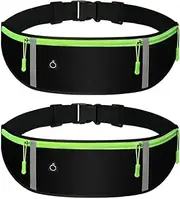 2 Pack Waist Pack Bag Runners Belt Reflective Runners Belt for Hiking Fitn Cycling Workout Gym Travel Jogging Pocket Belt Black Black M