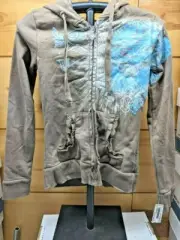 FOX Girls Womans Hoody sweatshirt distressed light brown NEW